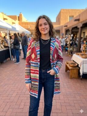 MISSLOOK Colorful Southwestern Design Lightweight Jacket, sweater, Coat